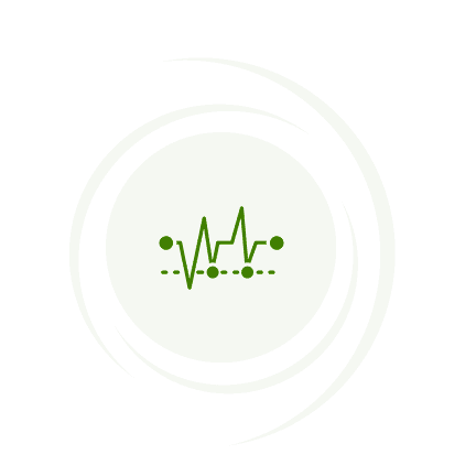 Green soundwave icon on black background.