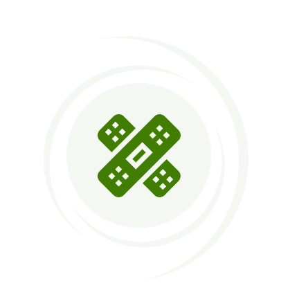 Green bandage icon on black background.